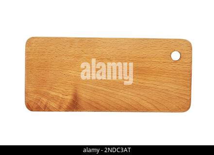 Image d'une planche à découper en bois massif de forme rectangulaire isolée sur fond blanc Banque D'Images
