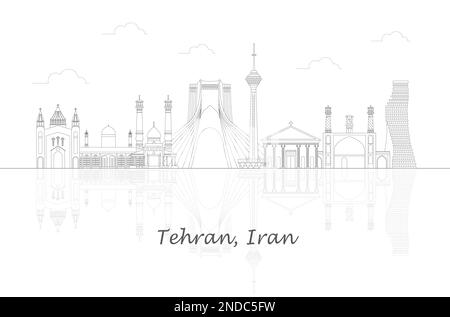 Aperçu Skyline panorama de la ville de Téhéran, Iran - illustration vectorielle Illustration de Vecteur