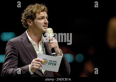 Ahoy, Rotterdam, pays-Bas. 15th févr. 2023. ROTTERDAM - le présentateur Jamie Trenite le troisième jour du tournoi de tennis ABN AMRO Open à Ahoy. AP SANDER KING Credit: ANP/Alamy Live News Banque D'Images