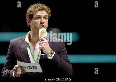 Ahoy, Rotterdam, pays-Bas. 15th févr. 2023. ROTTERDAM - le présentateur Jamie Trenite le troisième jour du tournoi de tennis ABN AMRO Open à Ahoy. AP SANDER KING Credit: ANP/Alamy Live News Banque D'Images