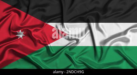 Drapeau national de la Jordanie en ruines Banque D'Images