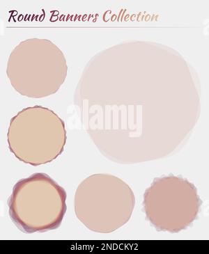 Jeu de bannières rondes. Arrière-plans circulaires de couleurs jaune et marron. Belle illustration vectorielle. Illustration de Vecteur