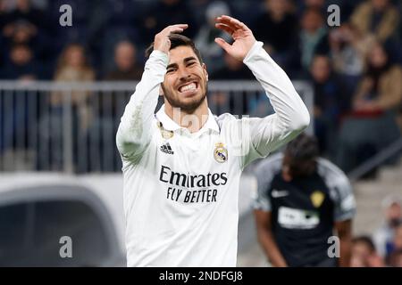 Madrid, Espagne. 15th févr. 2023. Marco Asensio du Real Madrid réagit lors du match de la Liga entre le Real Madrid et Elche CF joué au stade Santiago Bernabeu à 15 février 2023 à Madrid, en Espagne. (Photo de Cesar Cebola/PRESSIN) Credit: PRESSINPHOTO SPORTS AGENCY/Alay Live News Banque D'Images