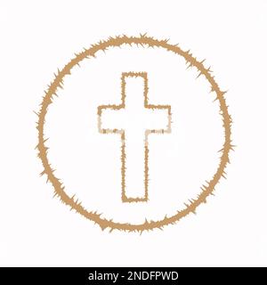 Croix de Pâques graphique et couronne Clipart, Baptême croix bricolage invitation, Vector mariage clipart, Saint-Esprit, illustration religieuse Banque D'Images