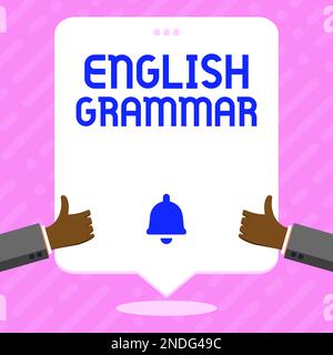 Signe écrit à la main Grammar anglais. Les cours de concept Internet couvrent tous les niveaux de parler et d'écrire en anglais Banque D'Images