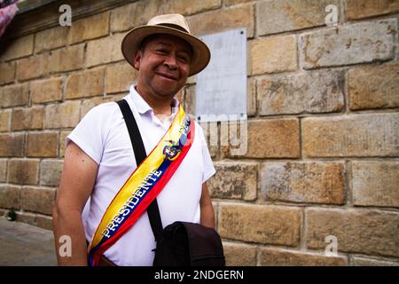 Les partisans du président colombien Gustavo Petro se réunissent lors d'une manifestation pour soutenir les réformes du gouvernement colombien à Bogota, en Colombie, sur 14 février 2023. Photo de: CHEPA Beltran/long Visual Press Banque D'Images