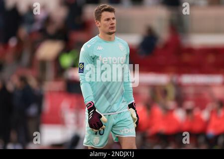 Monaco, Monaco, le 11th février 2023. Alexandre Nubel d'AS Monaco regarde pendant le match Uber Eats Ligue 1 au Stade Louis II, Monaco. Le crédit photo devrait se lire: Jonathan Moscrop / Sportimage Banque D'Images