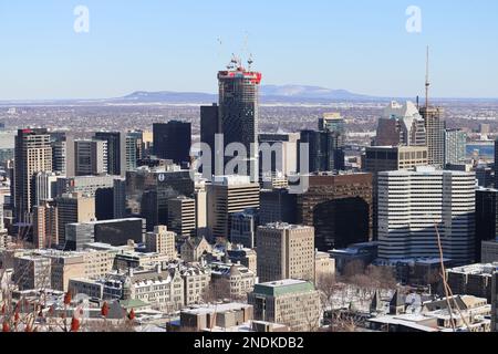 Centre-ville de Montréal depuis Mont royal vue panoramique hiver 2023, Canada Québec Montréal Banque D'Images