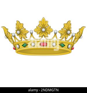 Dessin vectoriel de couronne dorée de style médiéval, couronne de la monarchie européenne Illustration de Vecteur