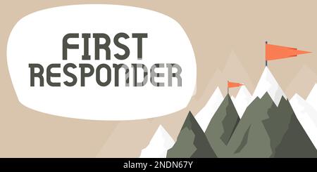 Affiche manuscrite pour les premiers répondants. Aperçu de l'entreprise personne responsable de se rendre immédiatement à l'accident Banque D'Images