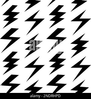 Éclair noir, motif sans couture. Bruit de fond répété des orages. Papier peint déco tempête et foudre. Symboles de haute tension. Toile de fond de musique rock. Vecteur Illustration de Vecteur