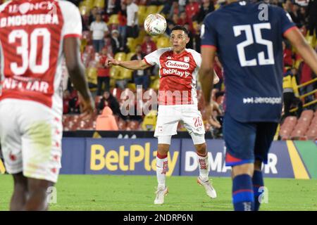 Harold Rivera de Santa Fe pendant le match de la ligue BetPlay Dimayor entre Independiente Santa Fe et Deportivo Pasto au stade El Campin à Bogota, Colombie sur 14 février 2023. Photo de: Cristian Bayona/long Visual Press Banque D'Images