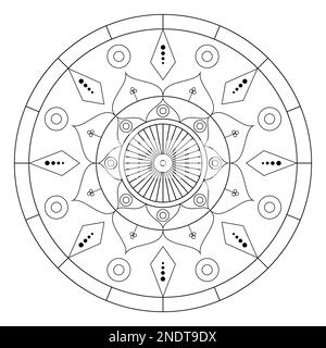 Mandala rond noir et blanc sur fond blanc. Modèle ethnique. Illustration de Vecteur