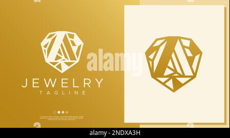 Lettre Un modèle de logo en losange. Or de luxe Un logo initial de bijoux. Illustration de Vecteur