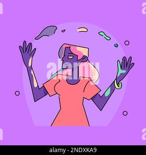 Des personnages dynamiques se réjouissent des festivités de Holi. Une illustration vectorielle Illustration de Vecteur