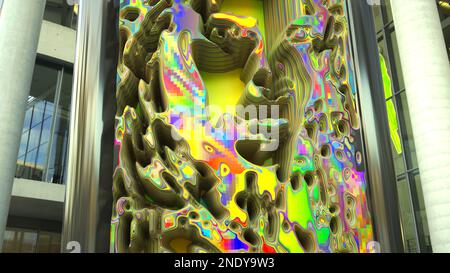 3D Illustration d'une femme comme une combinaison de modèle pixélisé avec des cercles concentriques qui sont fondamentalement une série d'anneaux. Banque D'Images