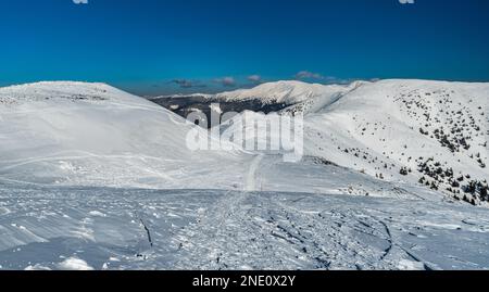 Belle journée en hiver Basse montagne de Tatras en Slovaquie - vue depuis le sentier de randonnée situé sous le sommet de la colline Velka Hola Banque D'Images