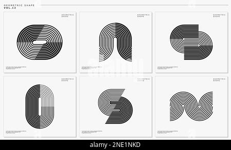 Modèle moderne de conception abstraite à lignes superposées. Ensemble de design avec logo Line Letter O N S. Illustration de Vecteur