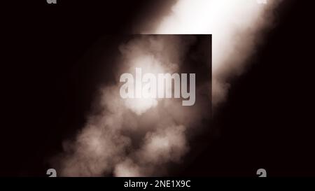 Boîte de mystère sombre sur fond de fumée épaisse avec une faible lumière du dessus. Banque D'Images