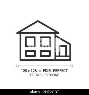 Icône linéaire Perfect pixel maison à niveau divisé Illustration de Vecteur