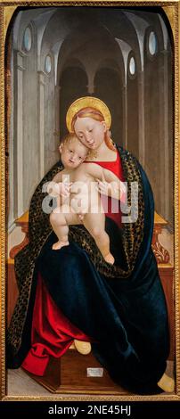 Madonna col Bambino - olio su tavola - Gerolamo Giovenone - 1527 - Bergame, Accademia Carrara Banque D'Images