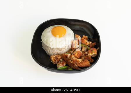 La vie culinaire japonaise STILL. Katsu avec poulet, riz et œuf frit Banque D'Images