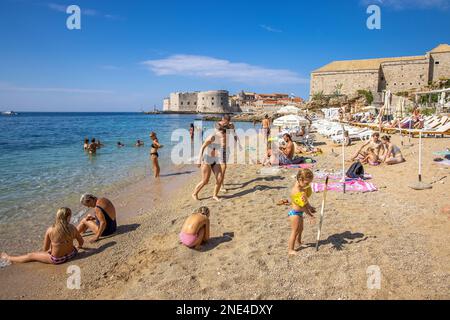 Banje beach in Dubrovnik, Croatia Stock Photo