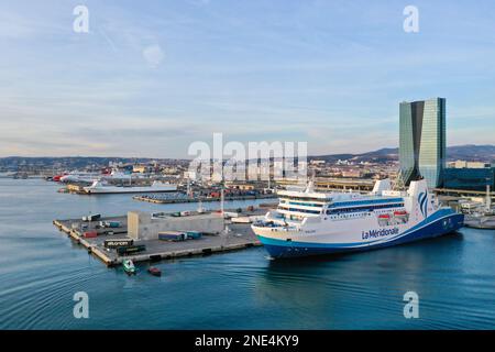 Gilles Bader / le Pictorium - prise de contrôle possible de la Meridionale par CMA CGM - 15/2/2023 - France / BDR / Marseille - prise de contrôle possible de la Meridionale par CMA CGM, la compagnie maritime est dans les sites de l'affréteur CMA CGM Banque D'Images