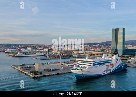 Gilles Bader / le Pictorium - prise de contrôle possible de la Meridionale par CMA CGM - 15/2/2023 - France / BDR / Marseille - prise de contrôle possible de la Meridionale par CMA CGM, la compagnie maritime est dans les sites de l'affréteur CMA CGM Banque D'Images