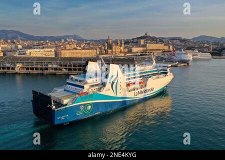 Gilles Bader / le Pictorium - prise de contrôle possible de la Meridionale par CMA CGM - 15/2/2023 - France / BDR / Marseille - prise de contrôle possible de la Meridionale par CMA CGM, la compagnie maritime est dans les sites de l'affréteur CMA CGM Banque D'Images