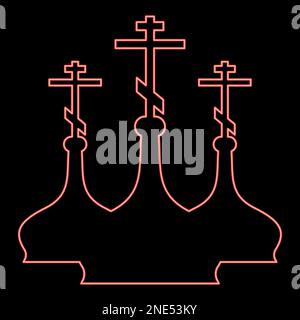 Dôme au néon de l'église rouge vecteur de couleur illustration image de style plat lumière Illustration de Vecteur