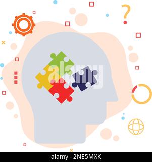 Résolution de problèmes mentalité vecteur couleur icône conception, Genius mentalité Executive illustration stock, concept de puzzle de l'esprit humain, symbole hrm, symbole hr Illustration de Vecteur