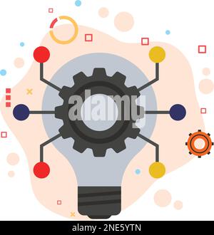 Innovation dans le concept de circuit numérique, ampoule à l'intérieur de la conception d'icône de couleur de vecteur de roue dentée, illustration stock de gestion d'entreprise Illustration de Vecteur