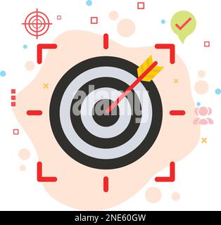 Concentrez-vous sur le concept cible, le symbole hrm, la conception d'icône de couleur de vecteur d'objectif de l'employé, le jeu de fléchettes avec la flèche montrant l'objectif ou l'illustration de stock d'objectif Illustration de Vecteur