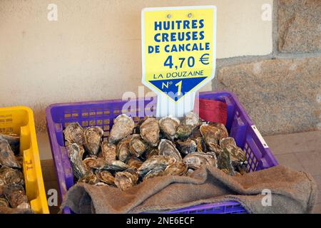 France, Bretagne, Dinan, une sélection de crustacés dans les restaurants locaux. Banque D'Images