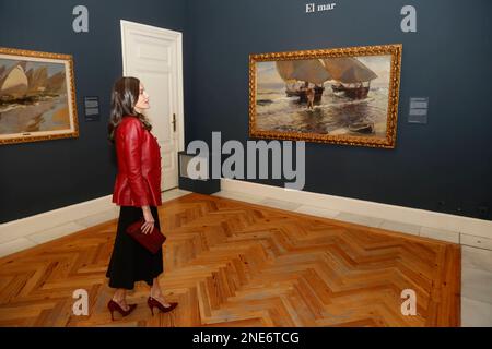 Madrid, Espagne. 16th févr. 2023. Roi Felipe VI, Letizia Ortiz lors de l'inauguration de l'exposition immersive "Sorolla à travers la lumière" à Madrid sur 16 février 2023 Credit: CORDONE PRESSE/Alay Live News Banque D'Images