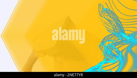 Composition de pistes lumineuses numériques avec un garçon portant un casque vr Banque D'Images