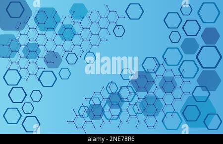 Arrière-plan hexagonal abstrait. Structures moléculaires hexagonales. Expérience technologique futuriste dans le style scientifique. Arrière-plan hexadécimal graphique Illustration de Vecteur