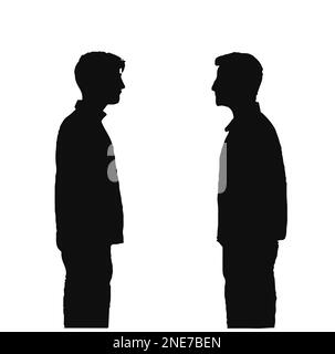 deux jeunes hommes portant une veste parlant, silhouette Illustration de Vecteur