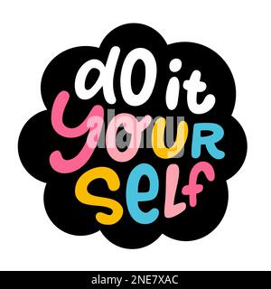 FAITES-LE VOUS-MÊME. Bricolage lettre abréviation logo cercle cachet. Tampon d'étanchéité en caoutchouc sur fond blanc illustration vectorielle. Illustration de Vecteur