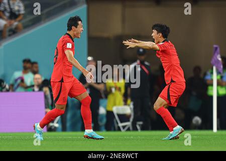 AL RAYYAN, QATAR - DÉCEMBRE 02 : Younggwon Kim lors de la coupe du monde de la FIFA, Qatar 2022 Group H match entre la République de Corée et le Portugal au stade de la ville d'éducation sur 02 décembre 2022 à Al Rayyan, Qatar. (Photo par MB Media) Banque D'Images
