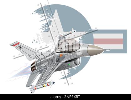 Vector Cartoon avion de chasse à jet militaire.Format vectoriel EPS-10 disponible, séparé par des groupes et des calques, pour un montage facile Illustration de Vecteur