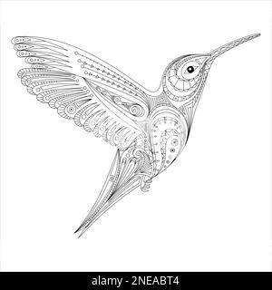 colibris. zentangle stylisé d'colibris, ornement. page de livre de coloriage pour adulte. Illustration vectorielle. Illustrations dessinées à la main. Illustration de Vecteur