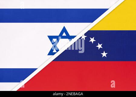 Israël et le Venezuela, symbole du pays. Drapeaux israéliens contre vénézuéliens. Relations et partenariat entre deux pays. Banque D'Images