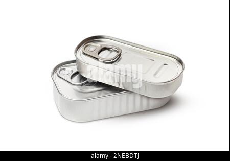 Conserver le poisson peut isolé sur fond blanc. Masque Banque D'Images