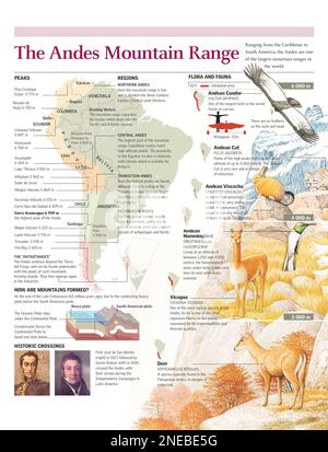 Infographie sur la géographie, la flore et la faune de la chaîne montagneuse des Andes. [Adobe Illustrator (.ai); 2480x3248].