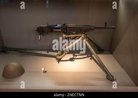 Mitrailleuse lourde 7,92 mm modèle 37 (1938) de l'armée tchécoslovaque exposée au Musée de la Seconde Guerre mondiale à Gdansk, en Pologne. Banque D'Images