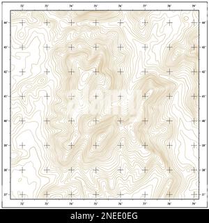 Carte de contour topographique imaginaire avec grille de coordonnées Banque D'Images