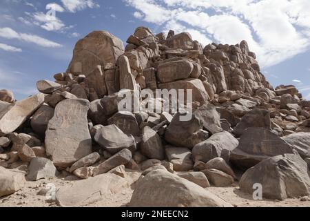 Inscriptions de rochers sur l'île Sehel, Assouan, Égypte, Banque D'Images