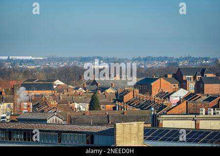 Northampton ville paysage urbain sur ciel bleu en angleterre royaume-uni. Banque D'Images